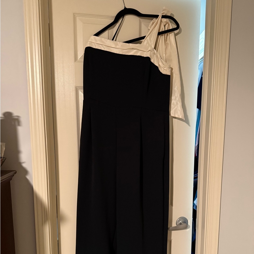NWOT LOFT Black and Cream Strapless Jumpsuit